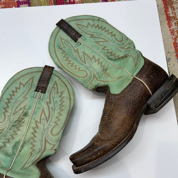 Ariat Leather Western Cowboy Boots Mens 11 Brown Blue/Green Country main image 8